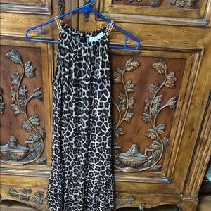 Michael Kors Leopard Print Chain Halter Top Dress Size Small